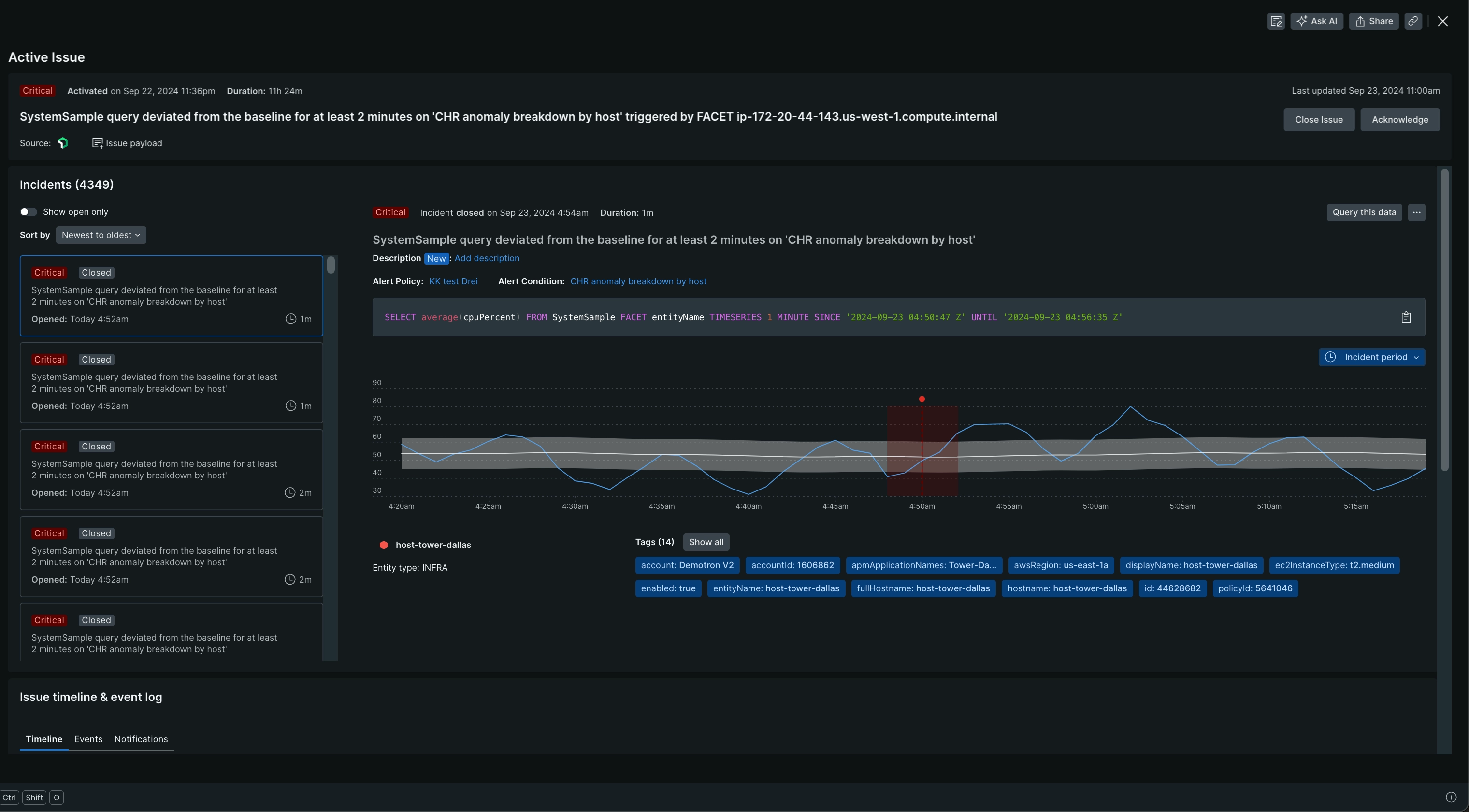 Incident details page Incident details page